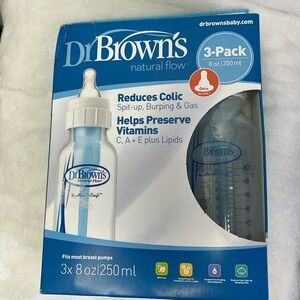 Dr.Brown natural flow 3 pack 8 oz bottles new in box blue